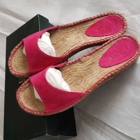 Ralph Lauren NEW Womens Suede Leather Mule Slide Espadrille SlipOn Arch Support - Picture 7 of 12